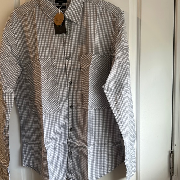 Brand new Grey and White checked shirt men available in Large size - Picture 1 of 2